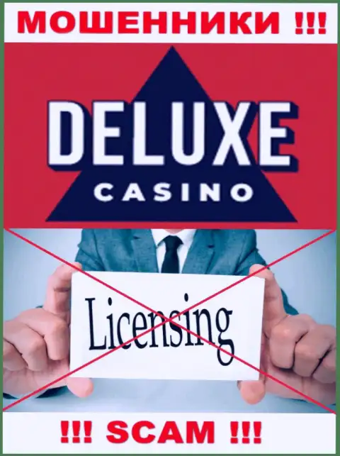 Отсутствие лицензионного документа у организации Deluxe-Casino Com, только лишь доказывает, что это интернет воры