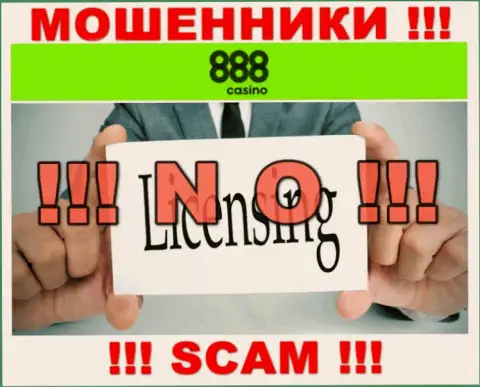 На веб-сервисе организации 888 Casino не предоставлена инфа о наличии лицензии, судя по всему ее просто нет