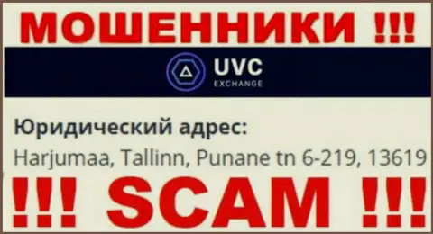UVCExchange Com - это противозаконно действующая контора, которая отсиживается в оффшоре по адресу: Harjumaa, Tallinn, Punane tn 6-219, 13619
