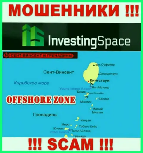 Investing Space LTD пустили свои корни на территории - St. Vincent and the Grenadines, избегайте взаимодействия с ними