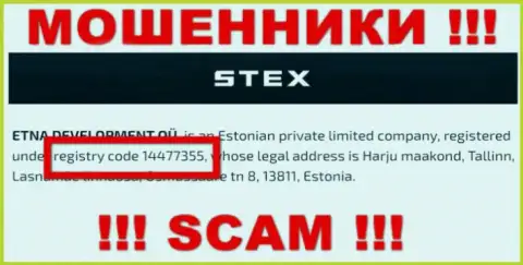 Регистрационный номер незаконно действующей компании Etna Development OÜ - 14477355