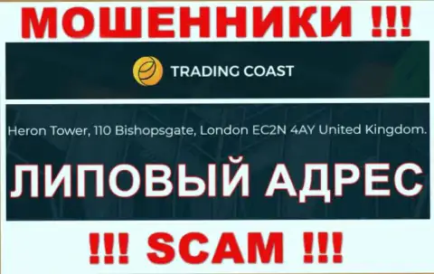 Верить информации, что Trading-Coast Com распространили на своем онлайн-сервисе, касательно юридического адреса, не надо