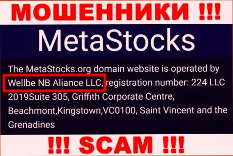 Юридическое лицо компании MetaStocks - это Wellbe NB Aliance LLC, информация позаимствована с официального интернет-портала