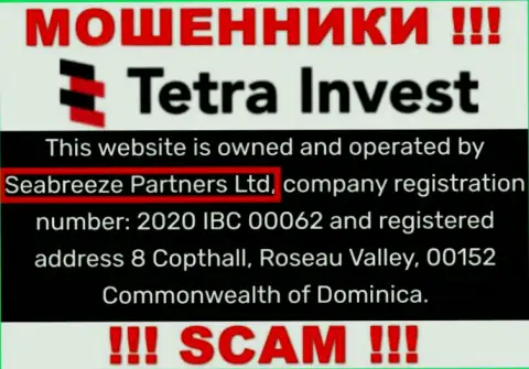 Юридическим лицом, управляющим мошенниками Tetra Invest, является Seabreeze Partners Ltd