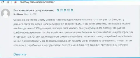 Сообщения пользователей сети о Forex дилинговой компании Инвеско Лтд на интернет-ресурсе finotzyvy com