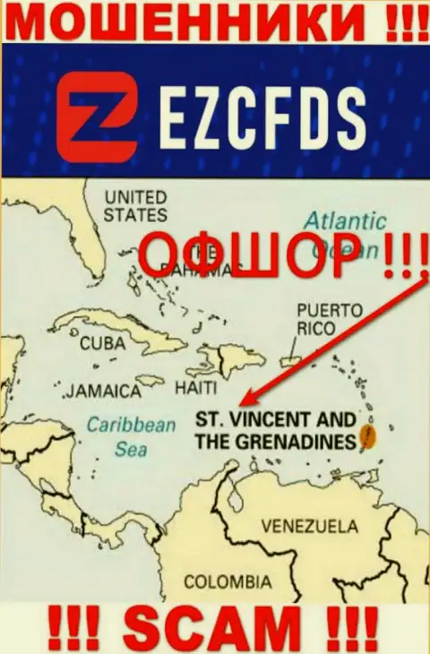 Сент-Винсент и Гренадины - оффшорное место регистрации мошенников EZCFDS Com, предоставленное на их веб-портале