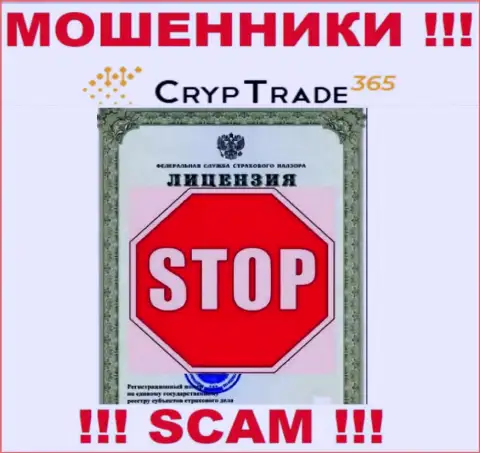 Деятельность CrypTrade365 незаконная, потому что этой организации не выдали лицензию