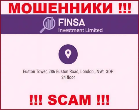 Избегайте работы с FinsaInvestmentLimited - указанные мошенники предоставляют фиктивный адрес регистрации