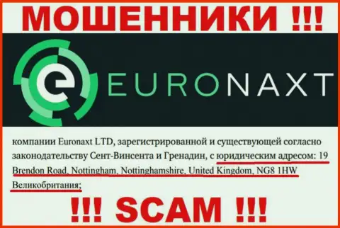 Юридический адрес регистрации компании EuroNaxt Com на ее сайте фиктивный - это СТОПУДОВО МОШЕННИКИ !!!