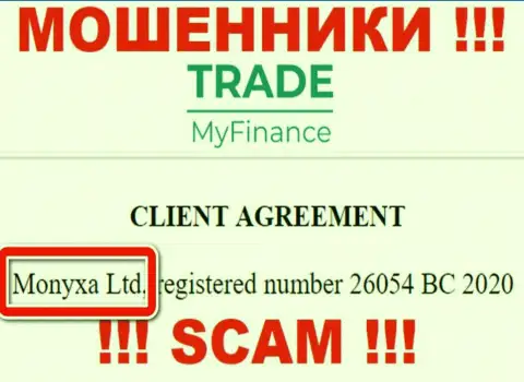 Вы не убережете собственные средства взаимодействуя с компанией Trade My Finance, даже если у них имеется юр. лицо Monyxa Ltd