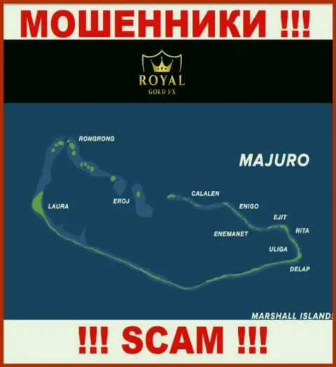 Избегайте взаимодействия с интернет-мошенниками RoyalGoldFX, Маджуро, Маршалловы Острова - их официальное место регистрации