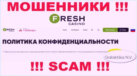 Юридическое лицо интернет-мошенников Fresh Casino - это GALAKTIKA N.V