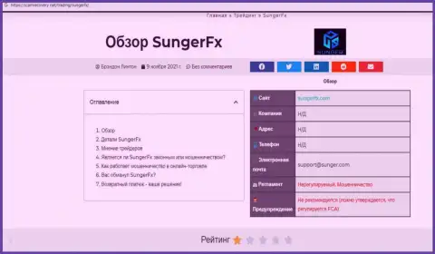 SungerFX - это организация, совместное взаимодействие с которой доставляет только лишь потери (обзор манипуляций)