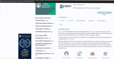 Обзорный материал об условиях совершения сделок ФОРЕКС брокерской организации Kiexo Com, опубликованный на сайте directory financemagnates com