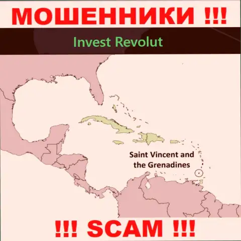ИнвестРеволют находятся на территории - St. Vincent and the Grenadines, избегайте взаимодействия с ними