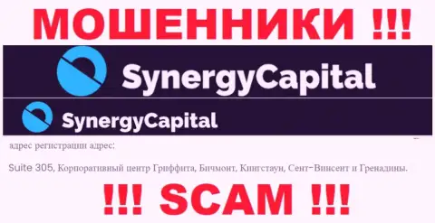 На сайте SynergyCapital Top размещен адрес регистрации компании - Сьюит 305, Корпоративный центр Гриффита, Бичмонт, Кингстаун, Сент-Винсент и Гренадины, это офшорная зона, будьте крайне внимательны !!!