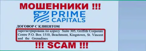 Prime Capitals спрятались на территории Кингстаун, Сент-Винсент и Гренадины и безнаказанно крадут депозиты