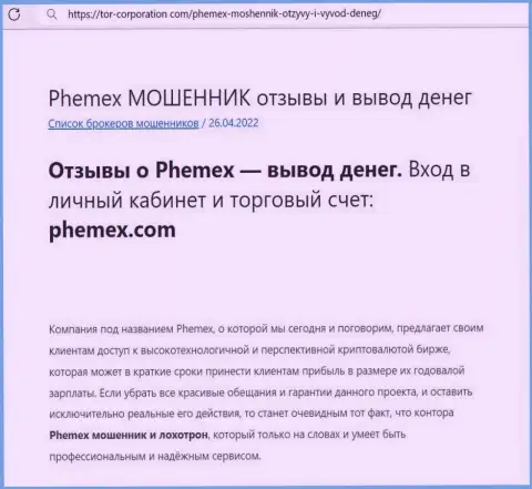 Надувательство во всемирной сети internet ! Обзорная статья о незаконных проделках разводил PhemEX