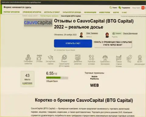 Анализ деятельности дилера Cauvo Capital в обзоре на сайте TradersUnion Com