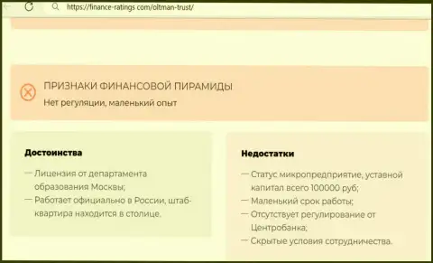 О перечисленных в контору ОлтманТраст Ком финансовых средствах можете позабыть, присваивают все до последнего рубля (обзор)